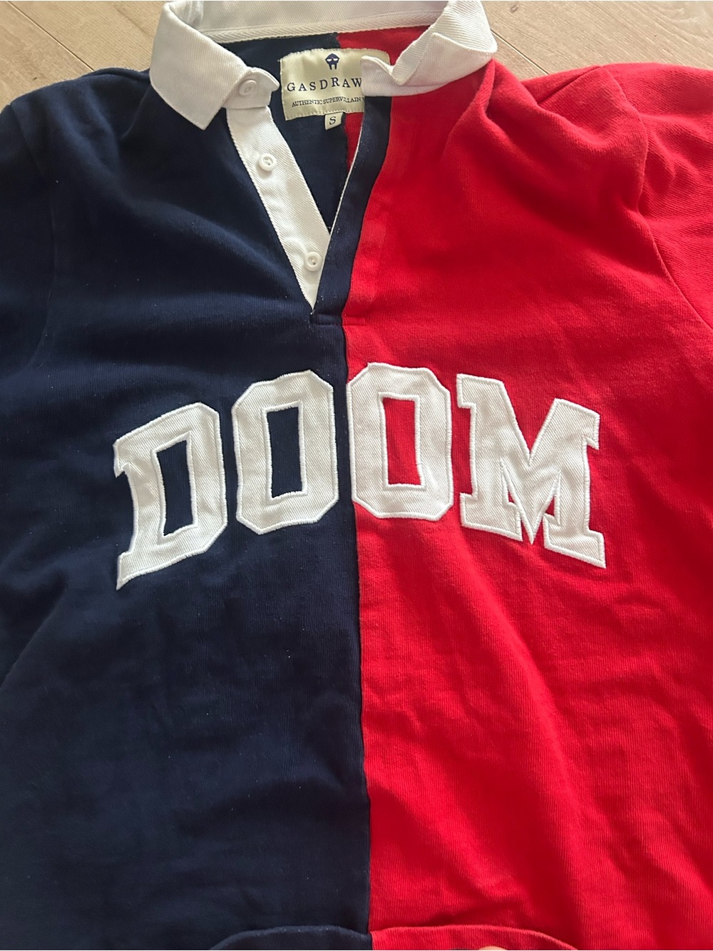 DOOM S Split Navy and Red Rugby Polo